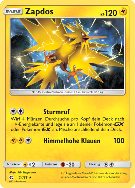 Verborgenes Schicksal - 24/68 - Zapdos - Holo Rare