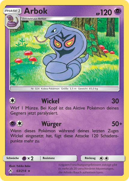 Kräfte im Einklang - 63/214 - Arbok - Rare - Reverse Holo