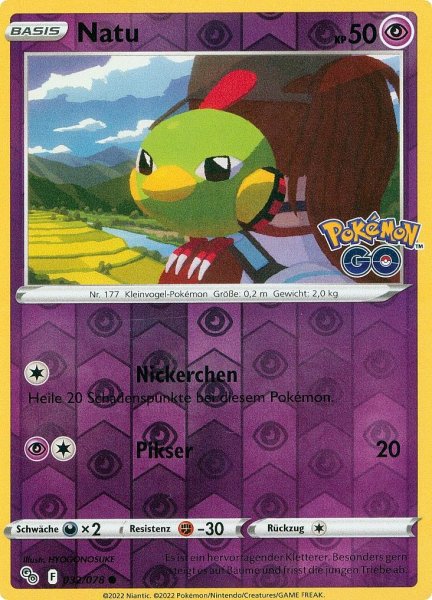 Pokemon GO - 032/078 - Natu - Common - Reverse Holo