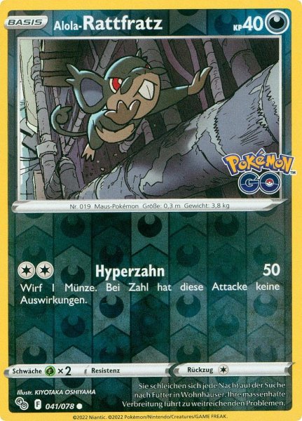 Pokemon GO - 041/078 - Alola-Rattfratz  - Common - Reverse Holo