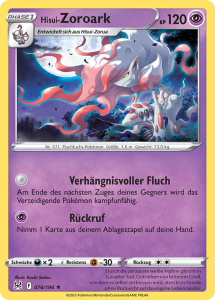 Verlorener Ursprung - 076/196 - Hisui-Zoroark  - Holo Rare