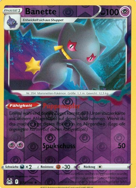 Verlorener Ursprung - 073/196 - Banette - Rare - Reverse Holo