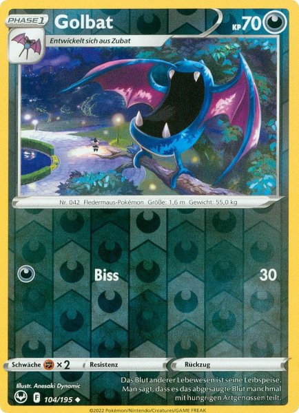 Silberne Sturmwinde - 104/195 - Golbat - Uncommon - Reverse Holo