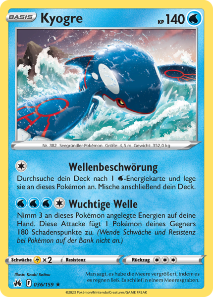 Zenit der Könige - 036/159 - Kyogre - Holo Rare