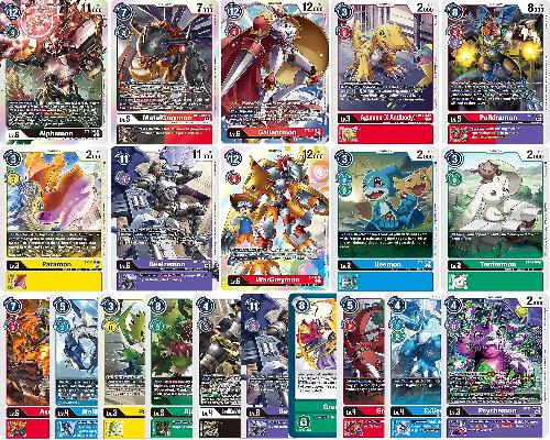 Digimon Card Game Karten - 30 Verschiedene Digimon Karten inklusive 3 garantierten Holo Karten