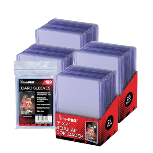 Ultra PRO - Regular Toploader - 3" x 4" & Standard Soft Card Sleeves - Bundle 4x Toploader + 1x Sleeves