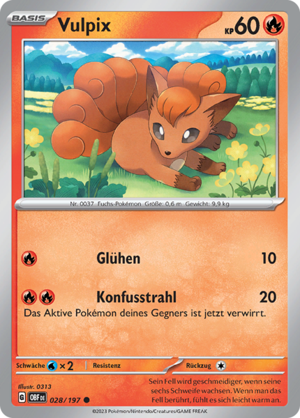 Obsidianflammen - 028/197 - Vulpix - Common - Reverse Holo