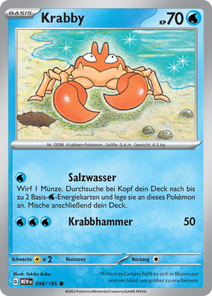 151 - 098/165 - Krabby - Common - Reverse Holo