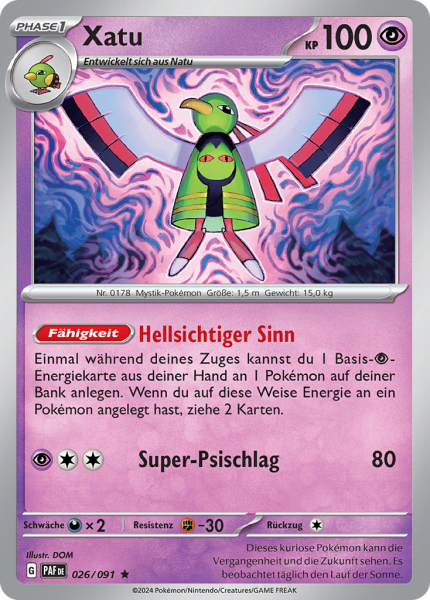 Paldeas Schicksale - 026/91 - Xatu - Holo Rare