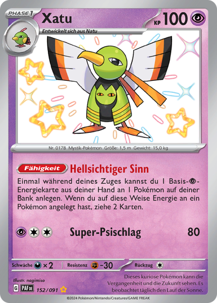 Paldeas Schicksale - 152/91 - Xatu - Shiny Rare