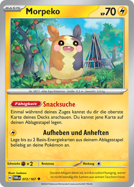 Maskerade im Zwielicht - 072/167 - Morpeko - Uncommon - Reverse Holo