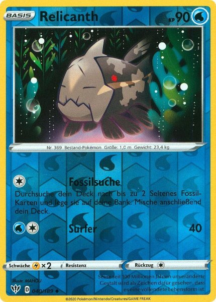 Relicanth - 040/189 - Flammende Finsternis - Uncommon - Reverse Holo