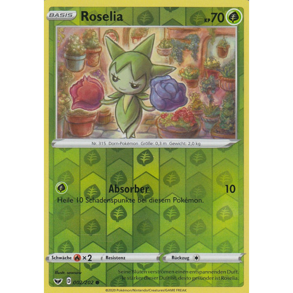 Roselia - 002/202 - Schwert & Schild - Common - Reverse Holo