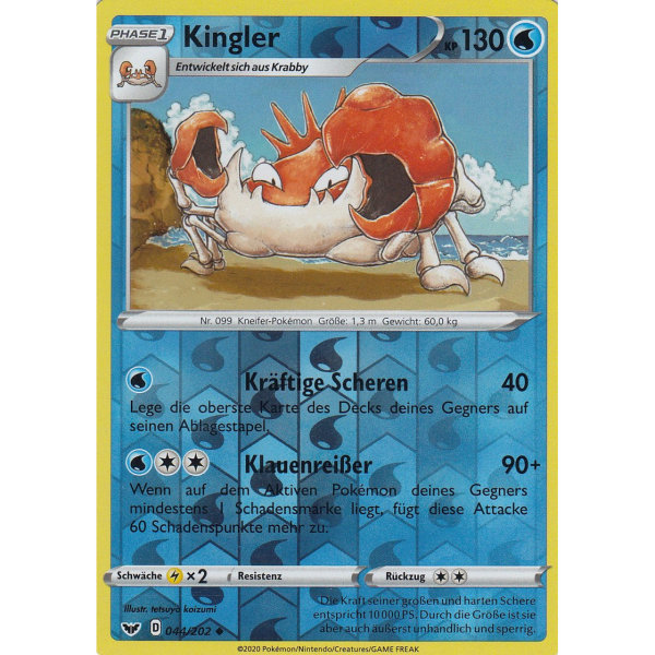 Kingler - 044/202 - Schwert & Schild - Uncommon - Reverse Holo