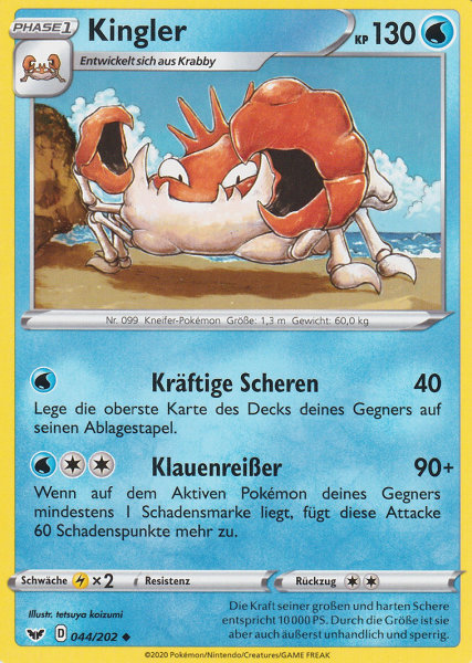 Kingler - 044/202 - Schwert & Schild - Uncommon