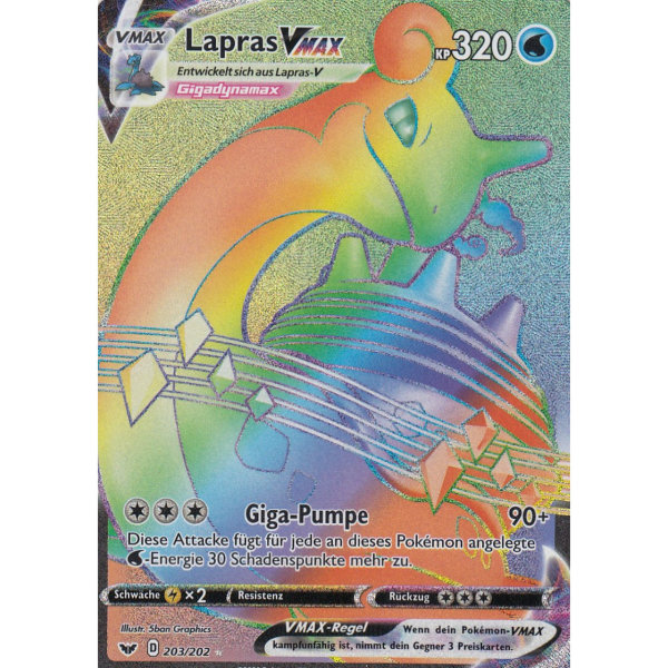 Lapras VMAX - 203/202 - Schwert & Schild - Secret Rare - Rainbow
